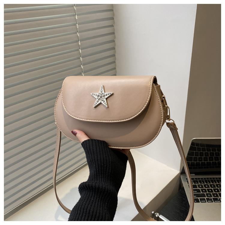 Fashi Star Women Pu Leather Shoulder Armpit Bags Thread Design Ladies Crossbody Saddle Bag Simple Girl Phe Handbags Purse