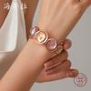 Color Painting Oil Round Hollow Flower Bracelet, Small Fresh Lady Summer Flower Elastic Bracelet