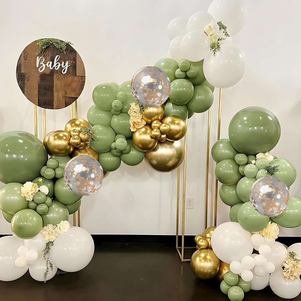 Avocado Green Balloons Garland Green White Gold Confetti Balloon Arch Kit Wedding Anniversary Baby Shower Birthday Party Globos
