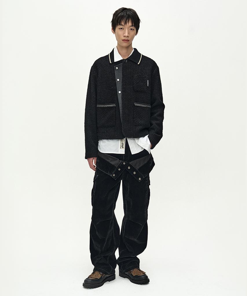 Adsb Andersson Bell Knit Collar Tweed Cardigan (Black)