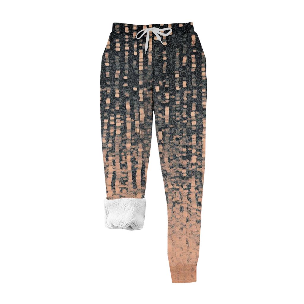 Women's Casual Fashion Home Christmas Print Plush Sweatpants