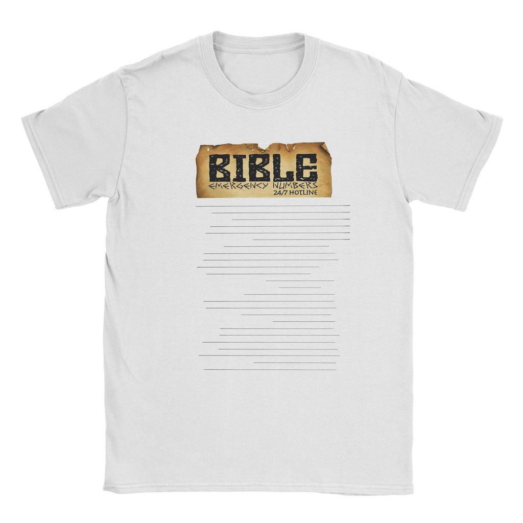 Bible Emergency Hotline Numbers Cool Christian T-Shirts for Men Crew Neck 100 Cotton Jesus God Faith Short Sleeve Tee Shirt Tops