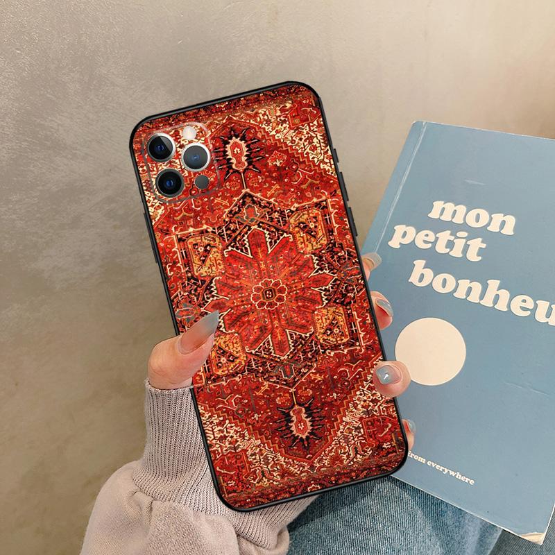 Persian Carpet Floral Pattern Case For iPhone 17 Air 15 14 13 12 11 16 Pro Max 13 Mini XR 15 16 Plus 16e Back Cover Shell