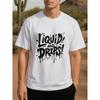 European Size Men's Liquid Drip Print T-Shirt - Short & Long Sleeve Casual Round Neck Tee with Dripping Letter Design