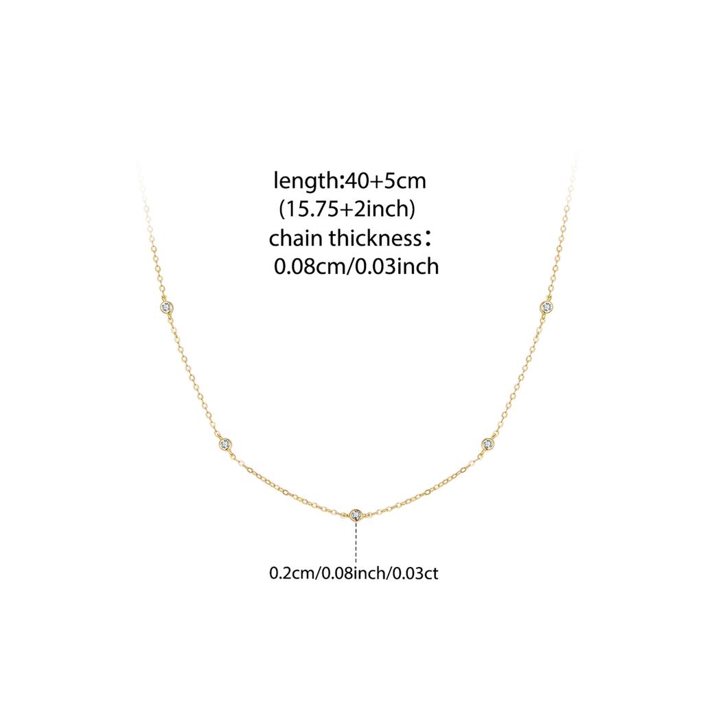 WOSTU Mossanite Station Wedding Chain Necklace For Women 925 Sterling Silver 18K Gold Diamond Cut BTY Layering Choker Necklaces