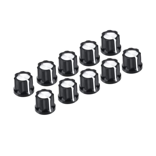Set of 10 Adjustable Volume Control Knobs, Rotary Button Potentiometer Control Knobs with D-Shaped Shaft Caps for Electric Guitars and Basses