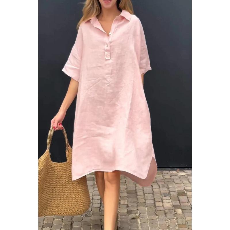 

Летнее женское платье больших размеров, однотонное повседневное длинное платье на пуговицах с лацканами 5XL