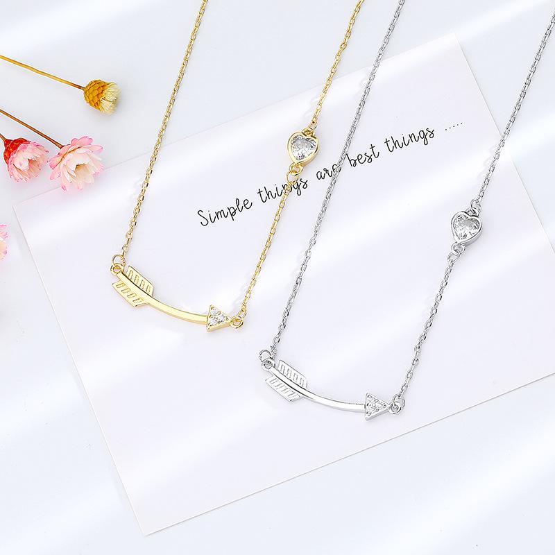 INS Stil Nischendesign Minimalistische Pfeil-Halskette Koreanische Version Temperament Leichter Luxus Liebe Schlüsselbeinkette Mode Frau