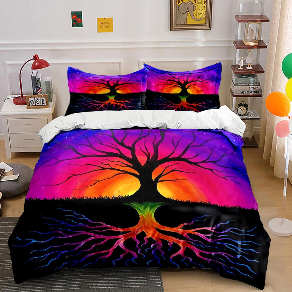 Colorful sunset tree design Bedding sets Duvet cover sets Duvet covers Pillowcases(1* Duvet Cover 2* Pillowcases without duvet insert)