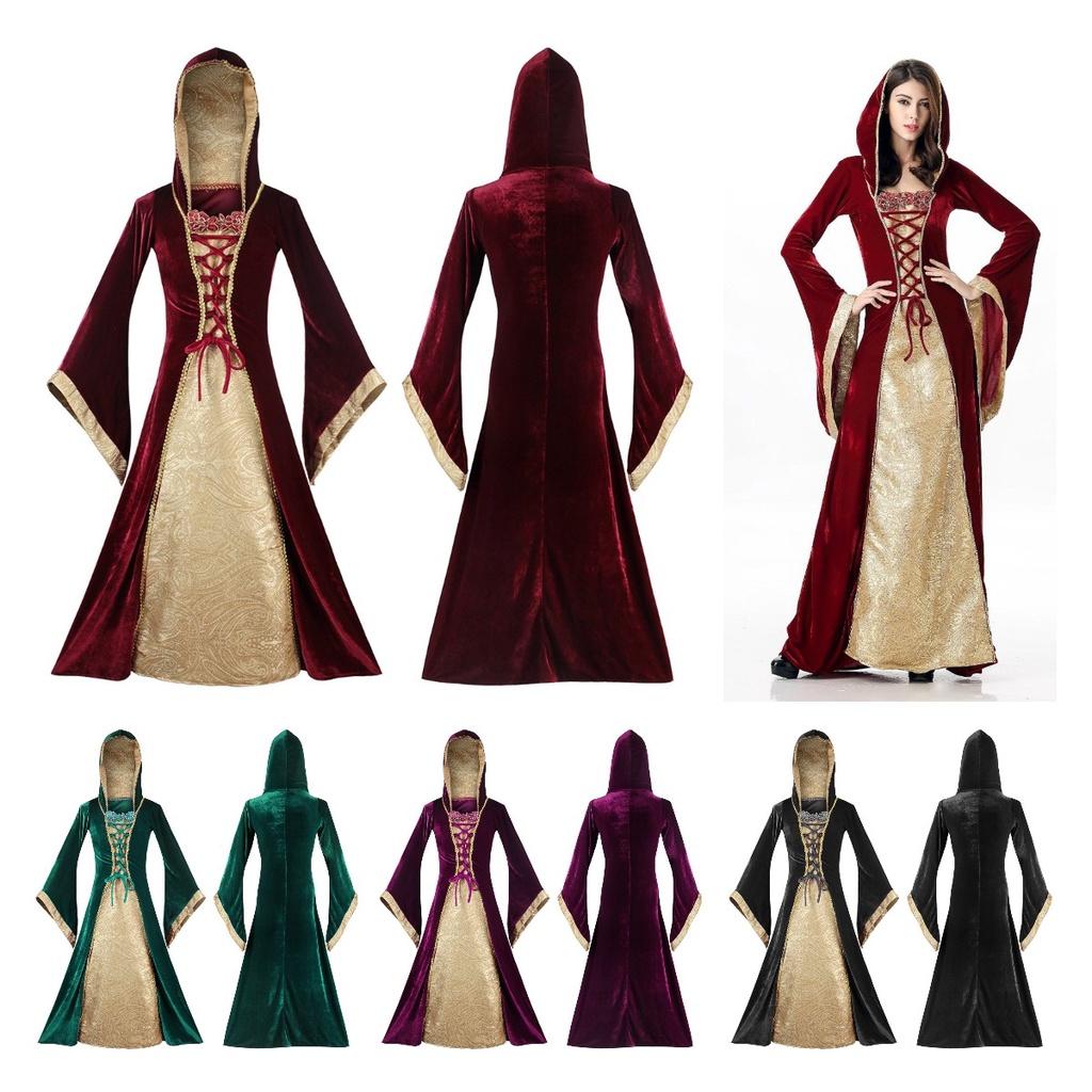 Vintage European Palace Court Long Dress Halloween Cosplay Stage Set Performance