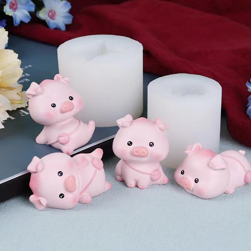 Cute Small Pig Milk Pudding Silicone Mold Jelly Bowl Cake White Cold Ice Powder Mold Cake Mold Kitchen Accessories Bakery Tool