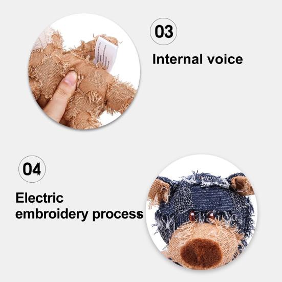 Jucărie de pluș ursuleț de pluș indestructibilă, jucărie de câine urs pentru mestecători agresivi, umplută