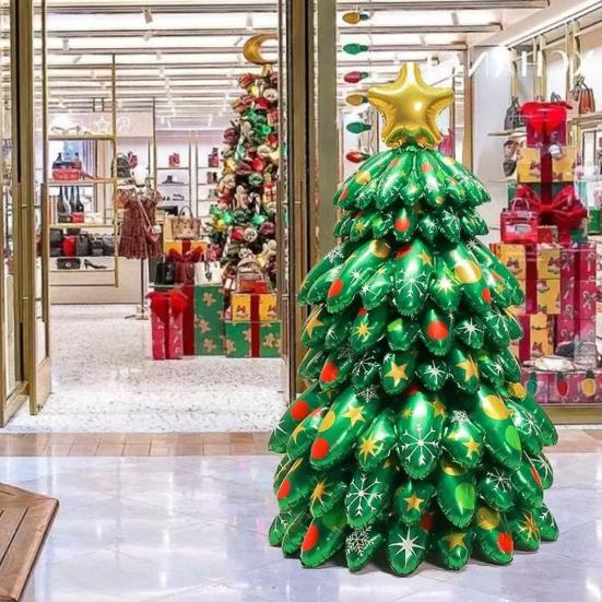 Inflatable Christmas Tree 51 Inch Self-Standing Christmas Tree Foil Balloons for Xmas Party Decorations Photo Prop