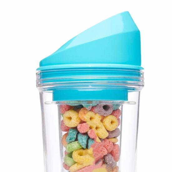 Double Layer Cereal To-Go Cup Leak-Proof Breakfast Container with Separate Compartments for Milk & Cereal Portable Cereal And Milk Cup