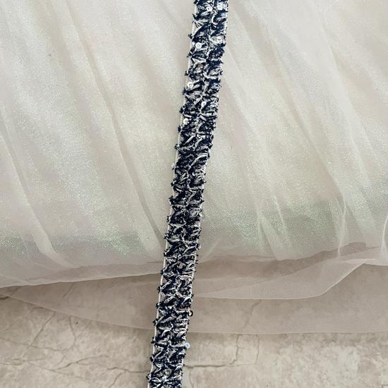 1.5cm Wide Black, White & Pink Hollow Lace Trim with Light Luxury Sequins - DIY Ribbon for Fragrance Style Crafts