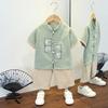 Completo Estivo da Ragazzo a Maniche Corte Stile Cinese per Bambini Hanbok Bello Completo Tang Cotone Lino Sezione Sottile di Abbigliamento Antico