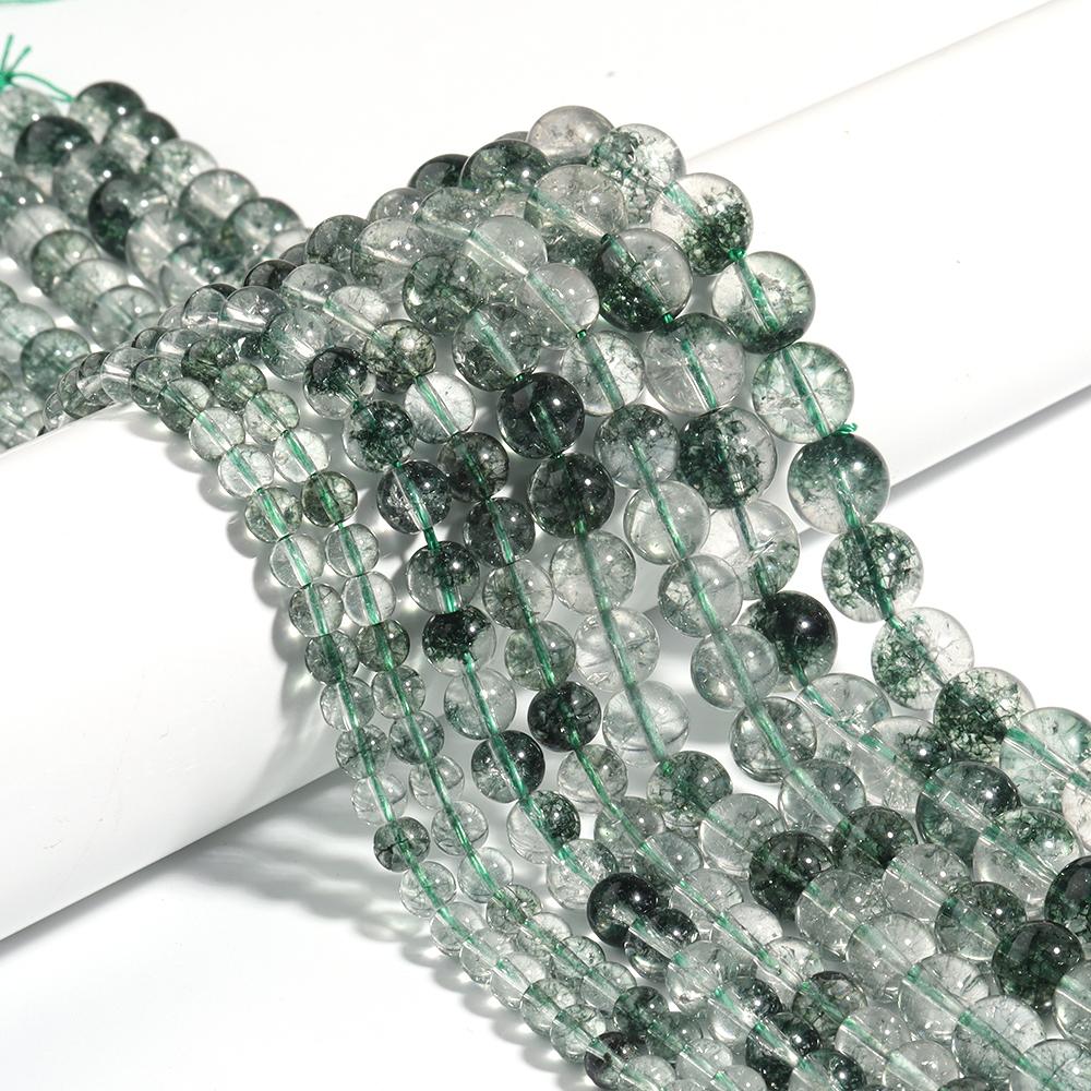 6/8/10/12mm Natural Crystal Beads Green Glass Round Loose Spacer Beads For DIY Jewelry Making Bracelet Necklace Accessories