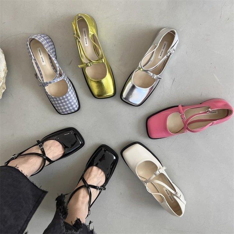 Mary Jane cross thick heel light mouth single shoes women soft sister high heel sandals women's shoes