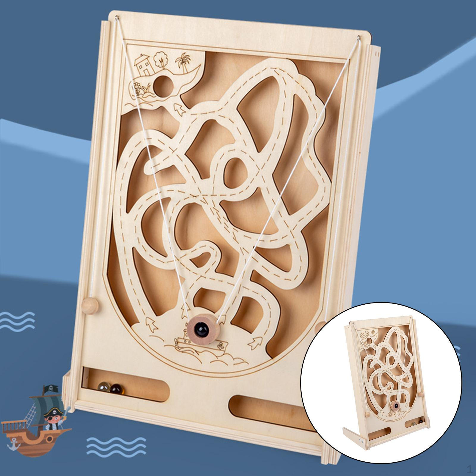 

Wooden Maze Three Marbles, Game Traditional Board for Adults, Boys and Girls A