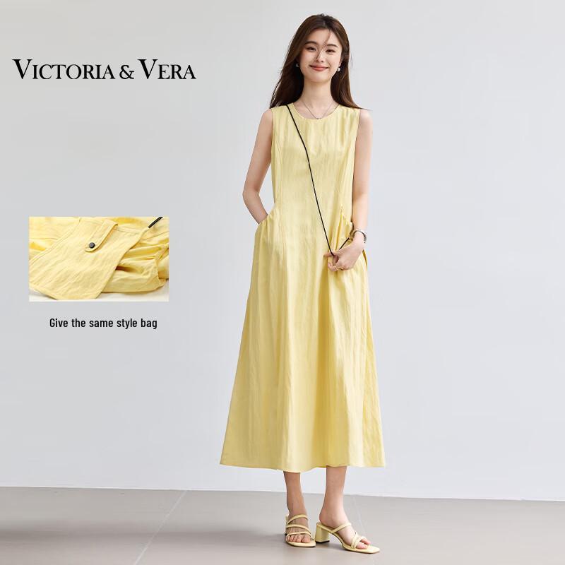 

VICTORIA&VERA Women s Loose Textured Sleeveless Midi Dress with Bag M