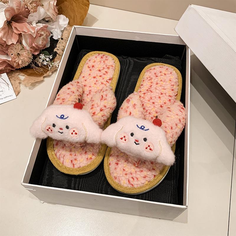 2025 autumn and winter new cute cartoon personalized home indoor floor mop casual warm toe slippers