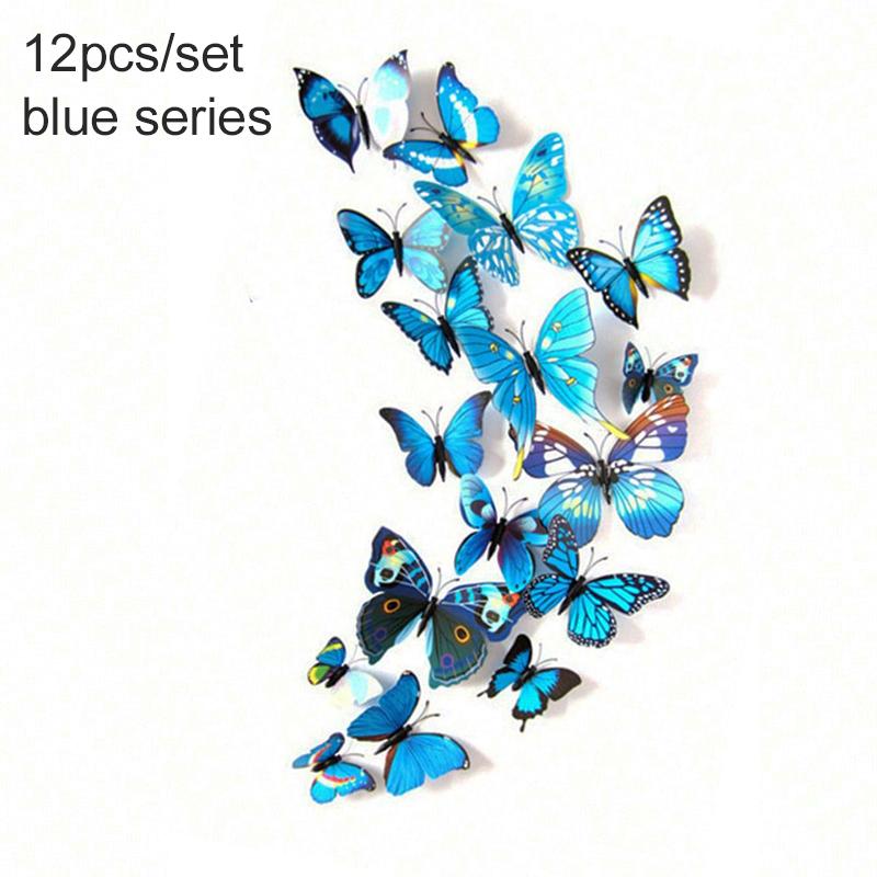 

12pcs/set Butterfly Wall Stickers Living Room Butterflies for Wedding Party Decoration Household 3D Fridge Decals Wallpaper TMZ