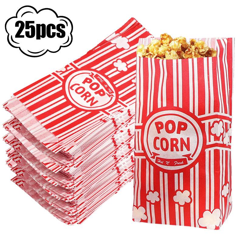 25 Stück Papiertüten für Popcorn, Goodie-Verpackung, Karneval, Snacks, Leckereien, Behälter, Eimer, Hochzeit, Geburtstag, Party, Filmabend, Zubehör