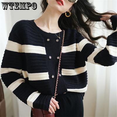 Gestreifter Damen-Strickcardigan Damen Herbst und Winter Neu Koreanische Version Lockerer Pullover Jacke