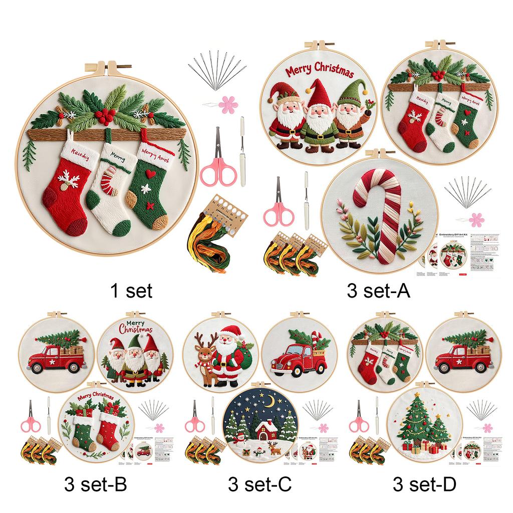 Christmas Cross Stitch Kits Embroidery Kit Stamped Embroidery Stitches Practice Kit Embroidery Starter Kit for Beginners Adult