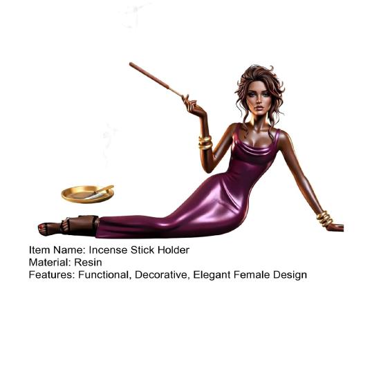 Figurine Dame Porte-encens Résine Sculpture Féminine Élégante Porte-bâtonnet d'encens Support d'encens Décoratif pour Décoration Maison Bureau Idée Cadeau Pendaison de crémaillère