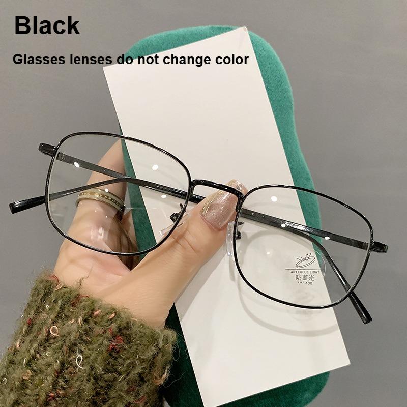 

Photochromic Glasses/Non Color Changing Glasses Non Prescription Flat Glasses Anti Blue Light Function Metal Eyeglass Frame