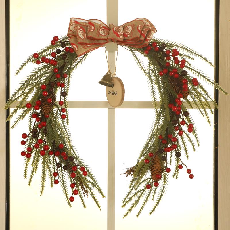 Horseshoe Christmas Wreath with Berries & Bells