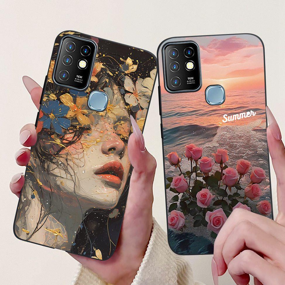 For Infinix Hot 10 Case Silicone Cute Cat Fashion Flowers Luxury Painted Back Cover For Inifnix Hot 10 Phone Case X682B X682C