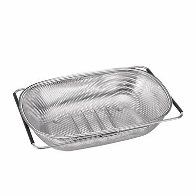 Über dem Spülbecken Abtropfsieb Siebkorb Edelstahl Für Küchenspüle mit Gummi Rutschfestem Griff Feinmaschig Küche Mehrzweck