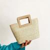Retro Woven Bag  Summer Solid Tote Bag  Contrast Binding Straw Handbag