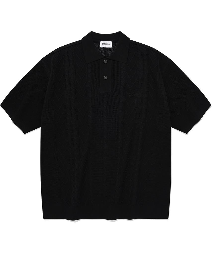 COVERNAT Cool Cable Collar Half Knit Black