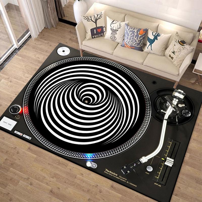 1PC Vinyl Disc Player Pattern Rug Carpets for Bedroom Living Room Sofa Music Mat Creative Door Mat Cloakroom Home Decor Gifts