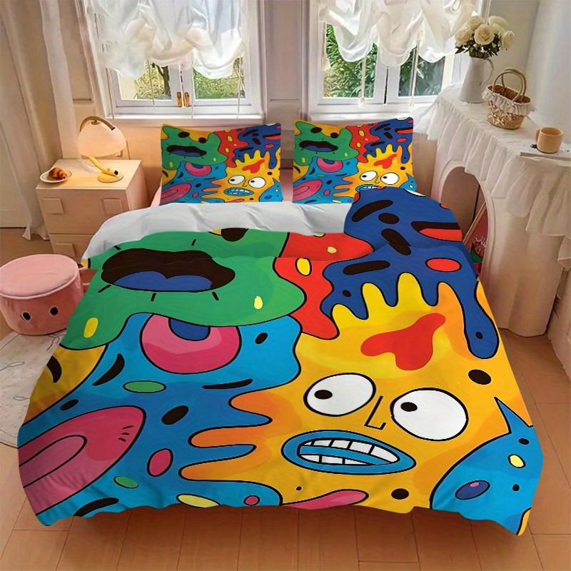 3pcs Abstract Art Print Bedding Set, Breathable and Soft, Suitable for All Seasons, Ideal for Home Use, Suitable for Bedroom Decor 21126