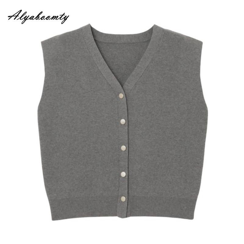 

Корейская мода весна-лето женский базовый жилет черный серый белый коричневый вязаный майка без рукавов повседневный свободный женский жилет One Size серый