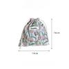 Floral Print Drawstring Coin Purse Lipstick Makeup Bag Travel Organizer Keys Earphone Storage Bag Makeup Pouch Cute Purse Wallet