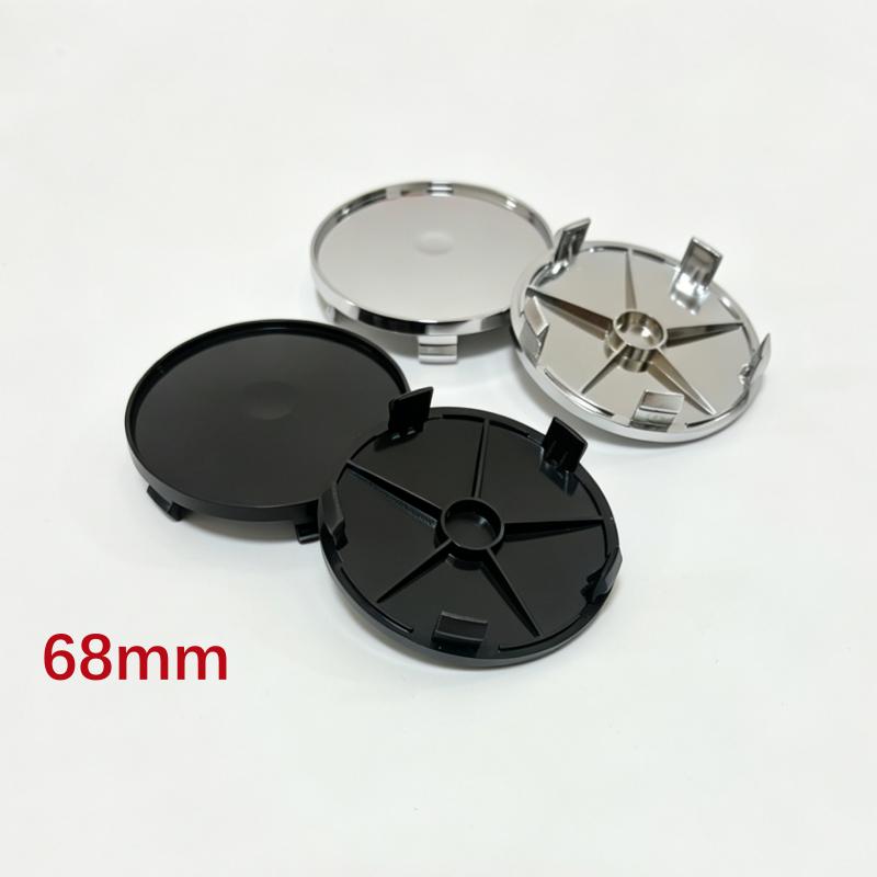 4 pezzi 68mm 65mm 60nmm 56mm 50mm 49mm 48mm Nero Cromo Argento Base Vuota Coprimozzo per Modifica Auto Universale Senza Logo Coprimozzo