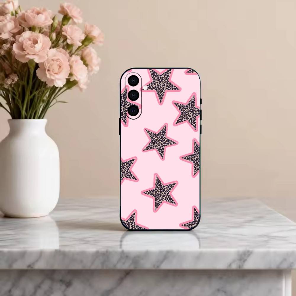 

B-Black L-Leopard P-Print S-Star Phone Case For Samsung Galaxy A73,A72,A71,A70,A53,A52,A51,Soft Silicone Black Cover Samsung a40