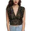 Women's New Fashionable and Elegant Camp Silk Scalloped Edge Short Vest Tops