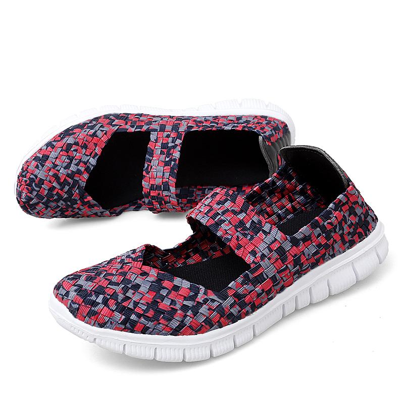 Summer Mary Janes Women Sandals Beach Lazy Shoes White Blue Casual Weave Soft Slip On Walking Color Sandals Large Size