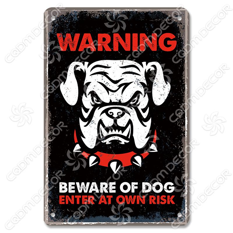 Beware of Dog Warning Tin Sign Metal Plate Caution Danger Dogs Vintage Poster Metal Plaque Garden Backyard Farm Home Wall Decor