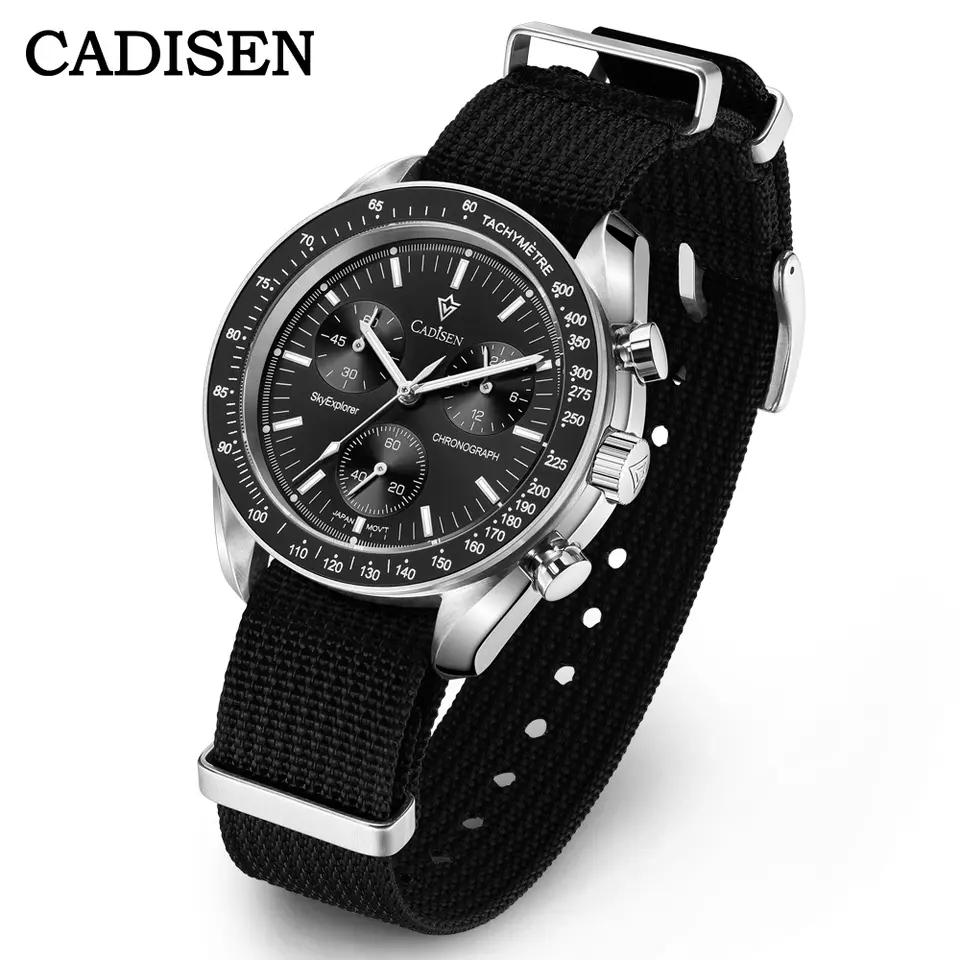 2026 CADISEN New Men's Watches Luxury Quartz Wrist Watch for Men Sapphire AR Coated Crystal Canvas VK68 Speed Chronograph