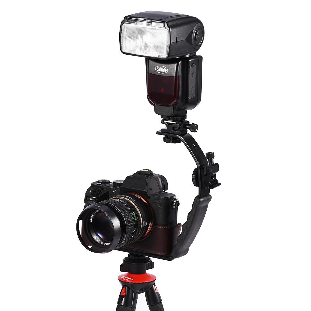 L Shaped Flash Bracket Holder Hot Shoe Mount for Flashlight DV Camcorder 120 135 Film Camera
