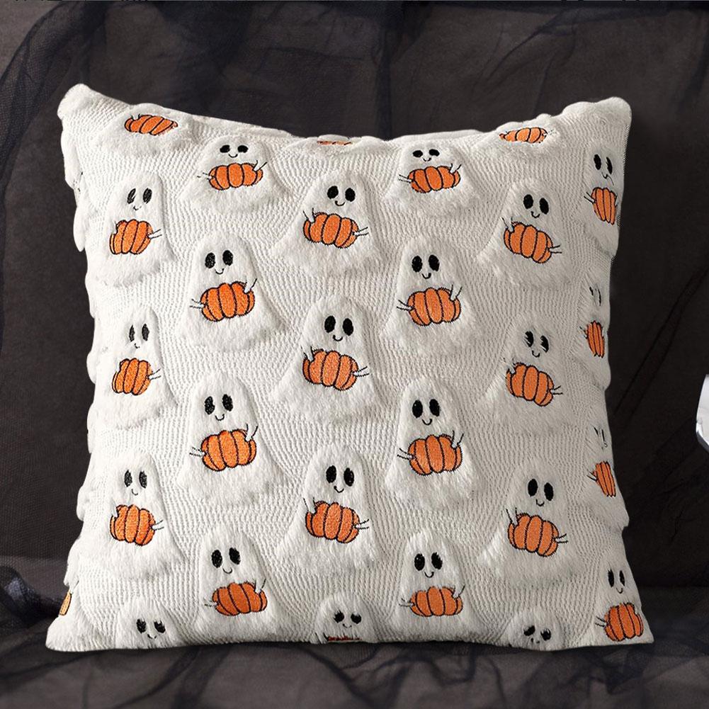 Halloween Ghost Pumpkin Pillowcase Washable Soft Pillow Case Comfortable Throw Pillow Cover for Couch Sofa Bedroom Home Decor