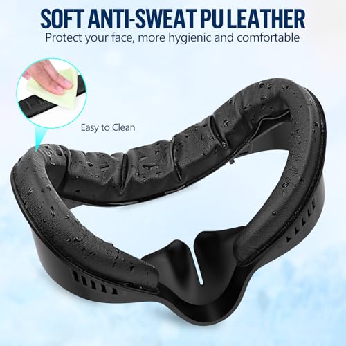 Quest 3s Applicable Soft PU Leather Foam Ice Silk Cotton Replacement Face Pad Sweat-proof and Breathable Mask Cover