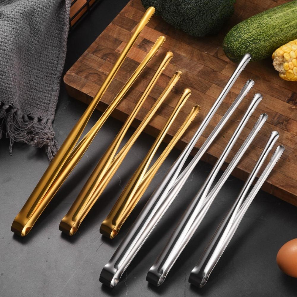 Stainless Steel Grill Tongs Food Clip BBQ Steak Clip Bread Tong Cooking Utensils Party Non-Slip Kitchen Gadgets Accessories